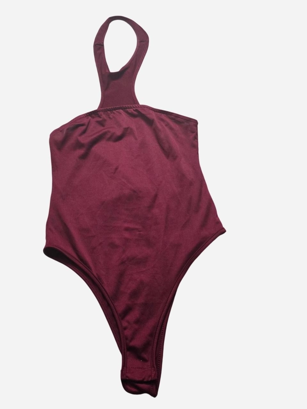 Maroon One-Piece High-Cut Bodysuit